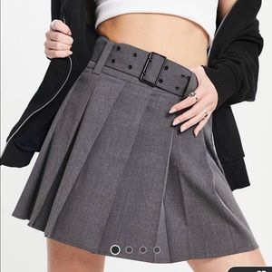 Urban Revivo Pleated Mini Skirt in Dark Gray